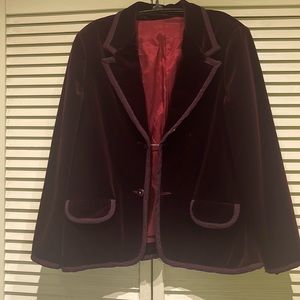 Rich wine colored velvet jacket with rich trim!